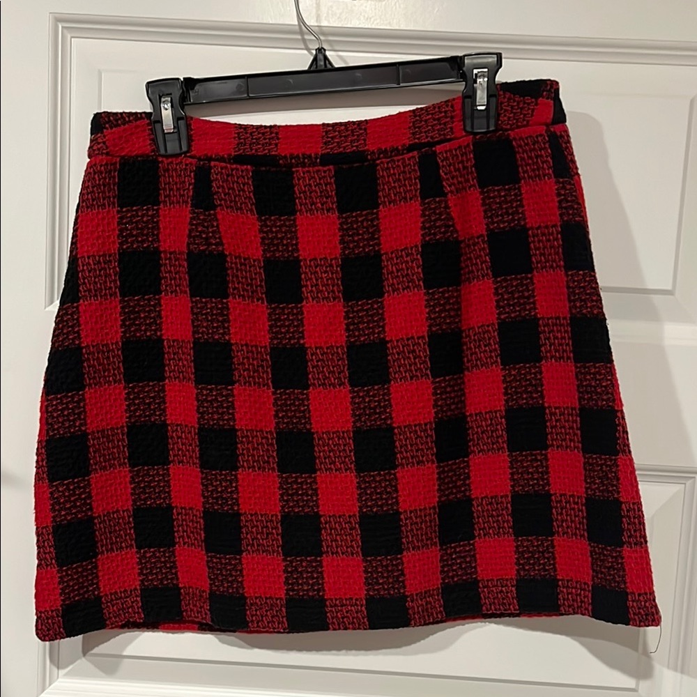 Red and Black A-Line Mini Skirt for Casual Wear
